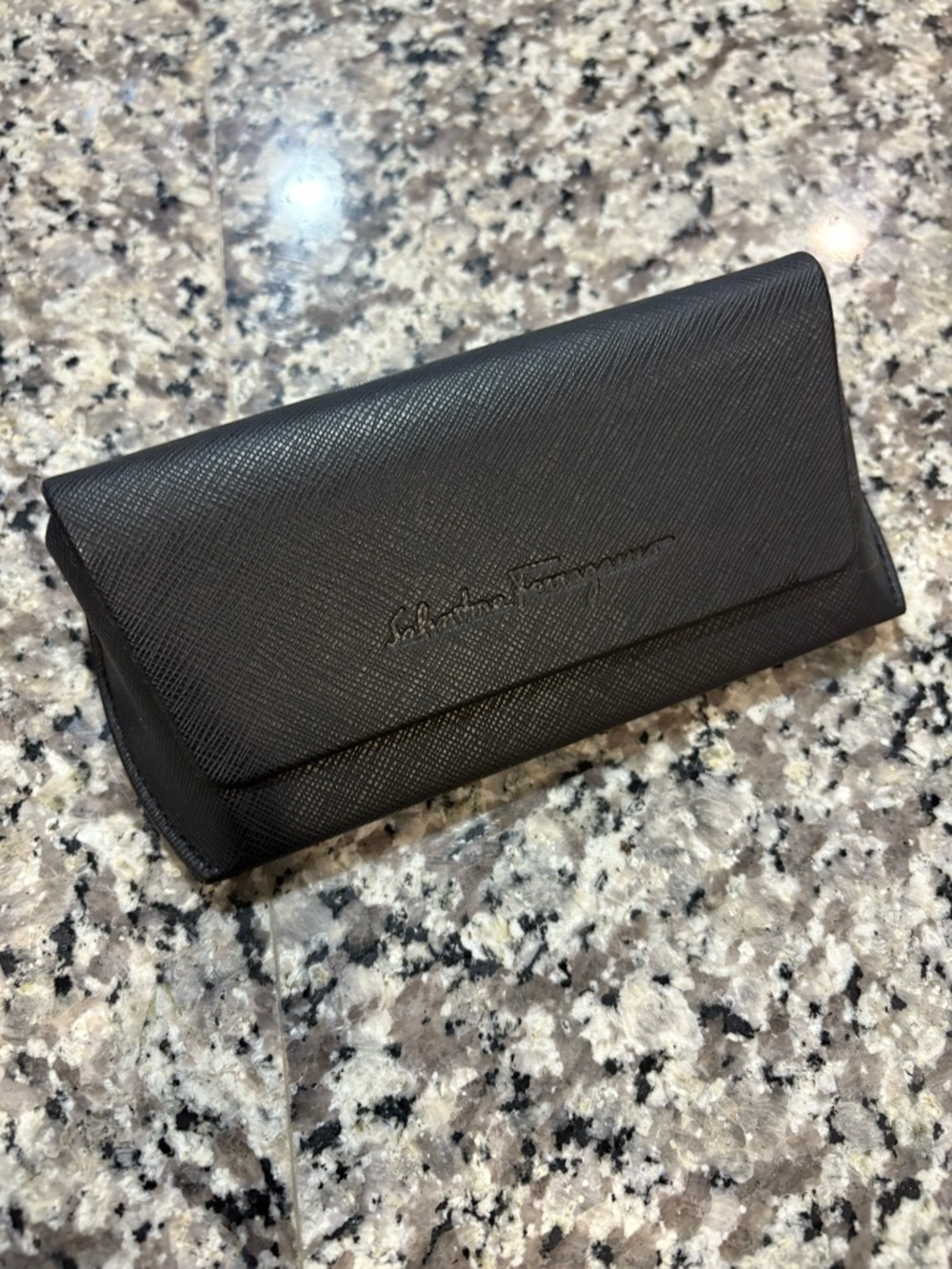 Salvatore Ferragamo Black Textured Eyewear Sleeve with Silver Logo